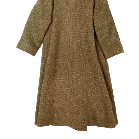 Women's Vintage 1960s Dbl Breasted Tan Boucle Dressmaker Swing Coat / Fur Collar - Picture 5 of 5